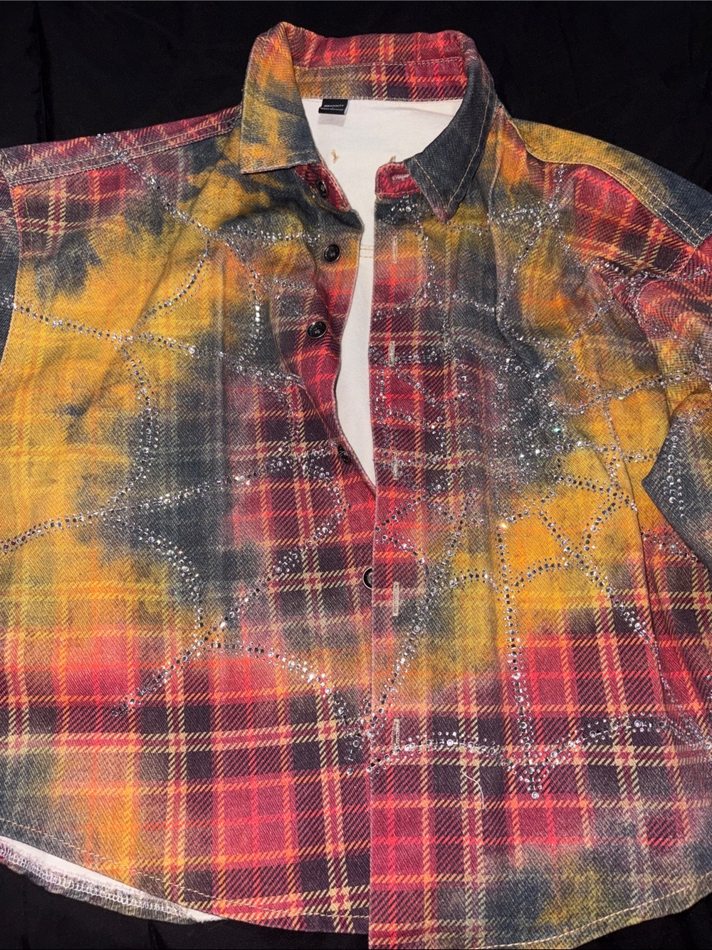 SHEIN Men's Plaid Button-Down Shirt Jacket in Yellow, Red & Black